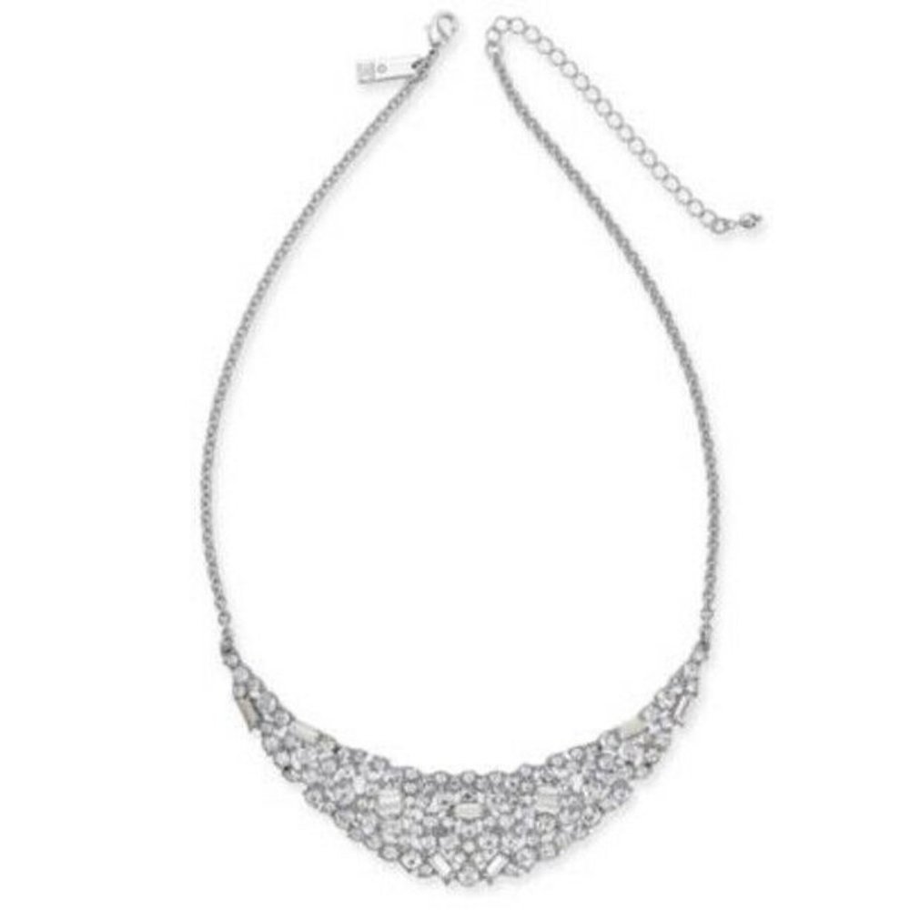 New Inc Silver-Tone Scattered Crystal Statement